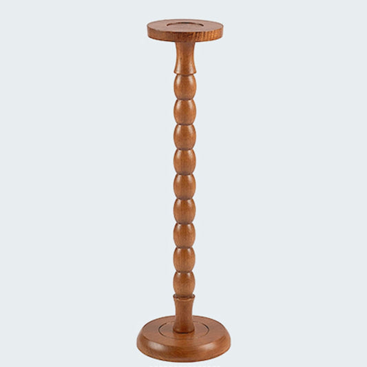 Brown Round Side Table, Small Pedestal Drink Table, Solid Wood Plant Stand for Living Room & Bedroom, Versatile Accent Furniture for Home Décor