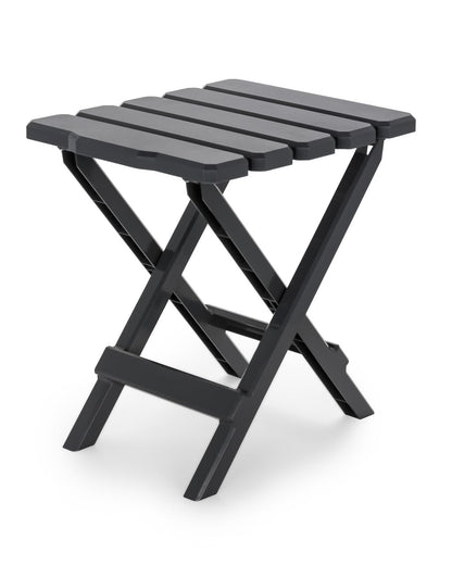 Camco 51881 Adirondack Portable Outdoor Folding Side Table, Perfect for The Beach, Camping, Picnics, Cookouts & More, Weatherproof & Rust Resistant - Charcoal