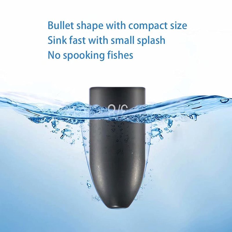 Fishfun Tungsten Bullet Fishing Weights, Insert Free Worm Sinkers, 12 Pack, 1/16oz, No Chip Black