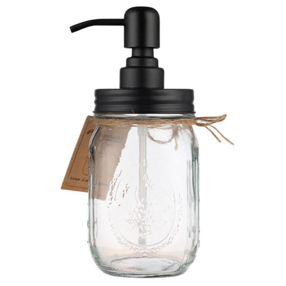 Plomkeest 16oz Mason Jar Soap Dispenser Clear Glass Jar with Rust Proof Stainless Steel Pump Liquid Soap Dispenser for Bathroom,KitchenDecor Great for Lotions, Liquid Soaps（Black