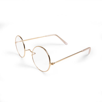 Kangaroo Gold Costume glasses - Round Fake Glasses For Men and Kids - Circular Glasses Spectacles - Metal Frame Plastic Lenses - Non Prescription - Nerd Halloween Cosplay Accessories and Apparel