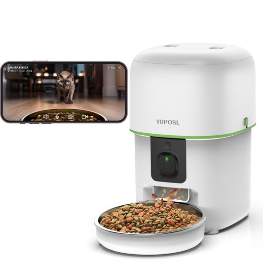Automatic Cat Feeder with Camera - 5G WiFi Auto Cat Food Dispenser, 1080P HD Video with Night Vision, 1-15 Meals, 1-99 Portions, 2-Way Audio, Keeps Food Fresh, Timed Pet Feeder Also for Dogs