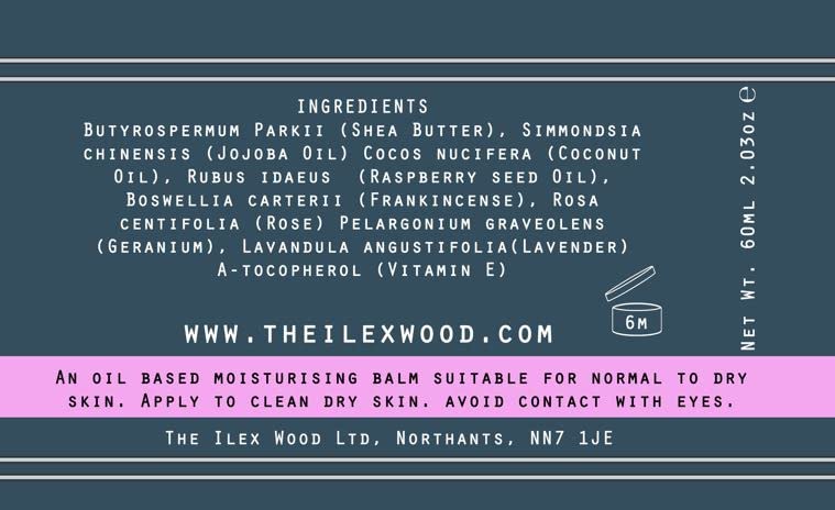 The Ilex Wood - Rose and Frankincense Face Cream - 100% Natural Handcrafted, Vegan, Moisturising, Anti Ageing, Wrinkle and Line Reducing Ingredients, Cruelty-Free, Palm Oil Free, Plastic Free - 60ml