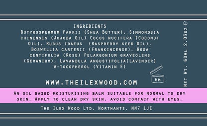 The Ilex Wood - Rose and Frankincense Face Cream - 100% Natural Handcrafted, Vegan, Moisturising, Anti Ageing, Wrinkle and Line Reducing Ingredients, Cruelty-Free, Palm Oil Free, Plastic Free - 60ml