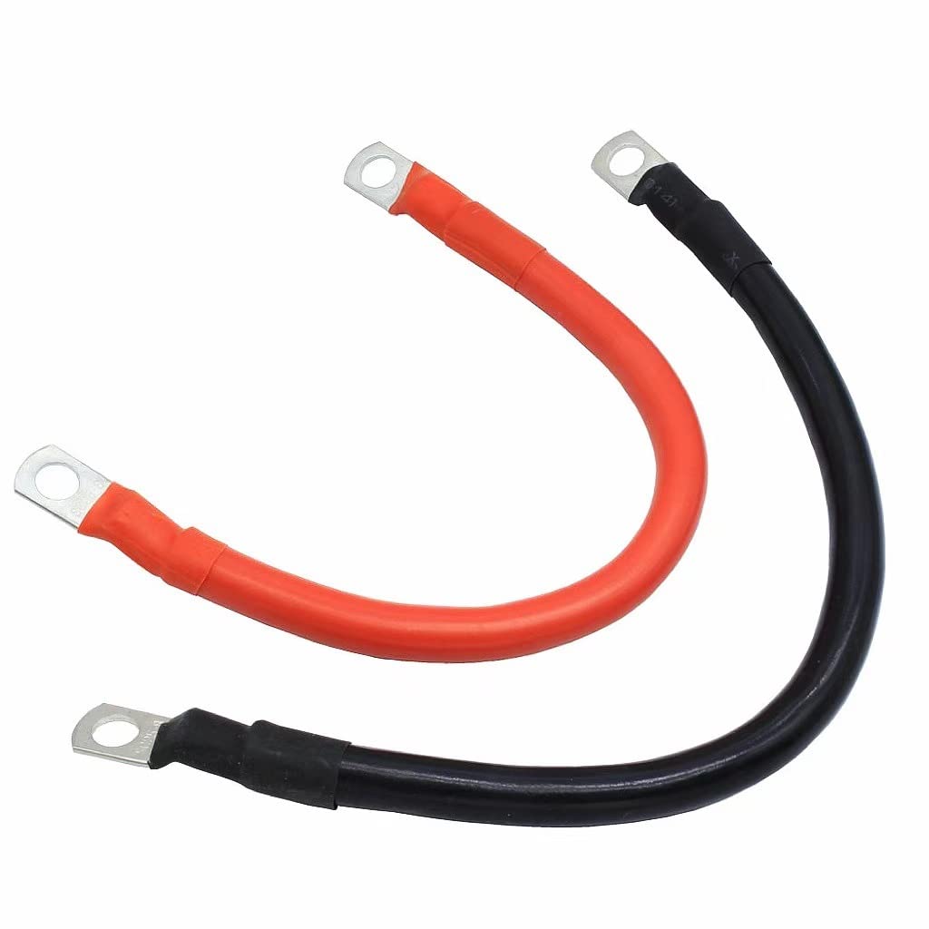 Battery Cable 6AWG 20 Inch Battery Power Inverter Cables Set with 3/8" Lugs Terminals 6Gauge x20in (1 Black & 1 Red) for Car Marine Solar ATV Lawn Mower RV Motorcycle (6AWG, 20-Inch)