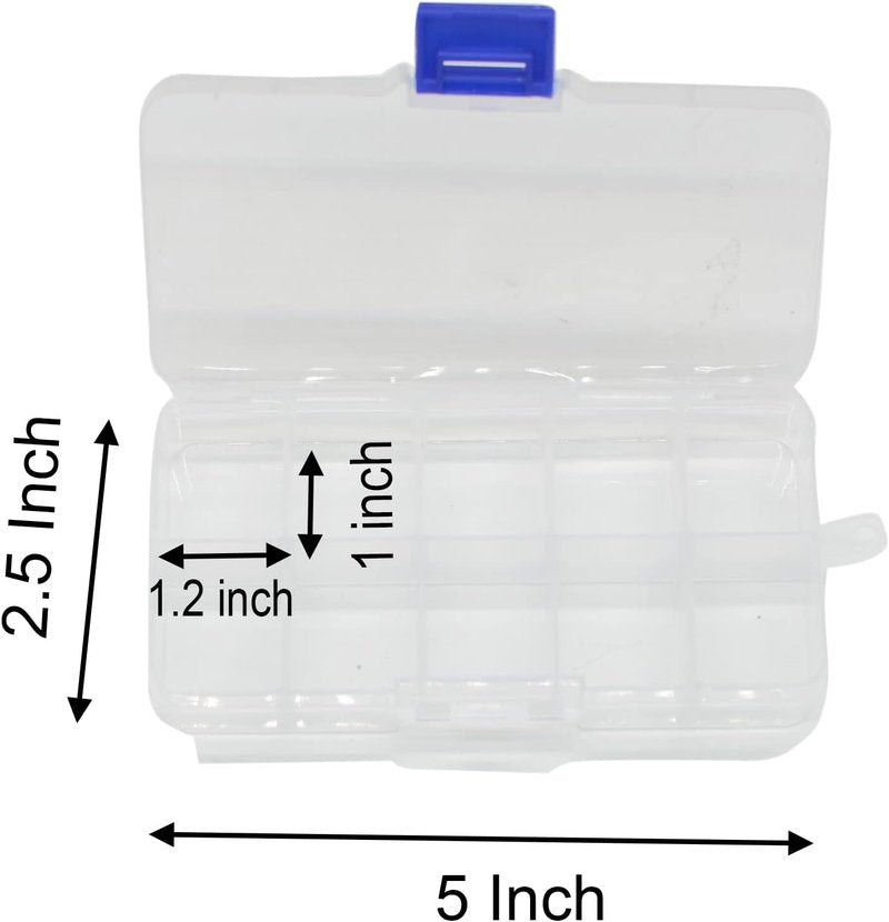 Jewelry Organizer Box - 4 Pcs Adjustable Clear Plastic Divider Storage | 10 Grids, 5" x 2.5", White