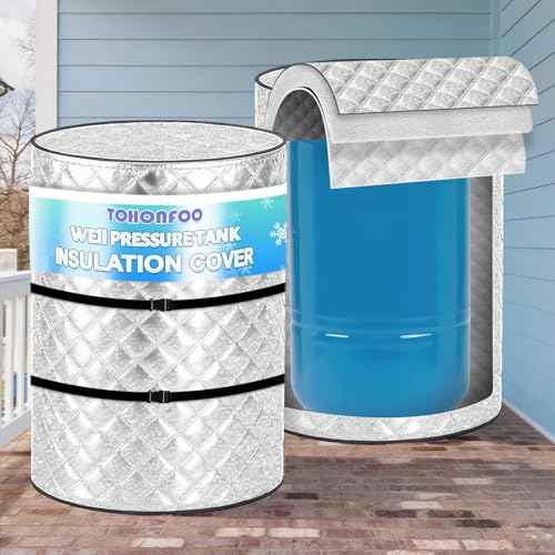 Round Well Pressure Tank Cover, Water Well Tank Covers Insulated, Insulated Well Pump Cover, 3 Layers Water Tank Insulation Blanket for Winter Freeze Proof, 28"Dia x 64"H
