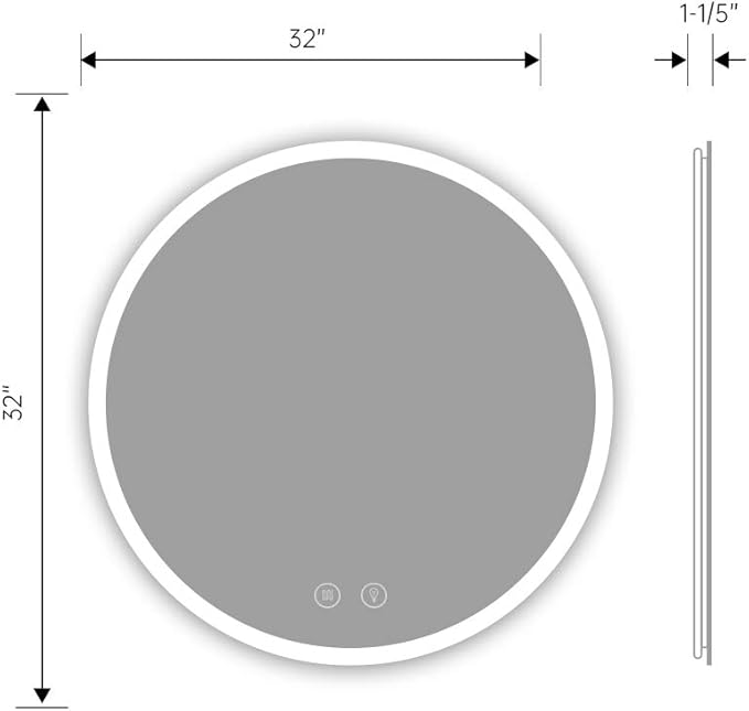 OKISS Led Lighted Bathroom Mirror, Large Round 32 inch Wall Mount Vanity Mirror, Frameless Backlit Mirror, Smart Lighted Mirror with Touch Dimmer Switch, Anti-Fog, 3 Color Tones