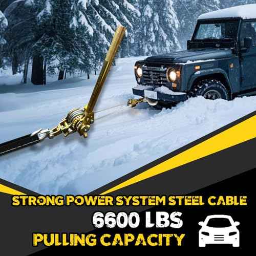 Come Along Winch Puller 3T 10FT, Cable Hoist Winch Puller with 2 Hooks, Come Along Tool Heavy Duty, Ratchet Puller for Lifting Pulling Construction Building