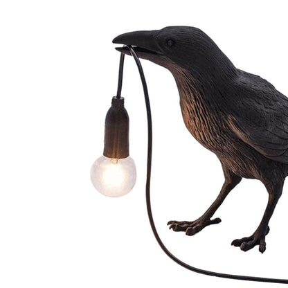Generic Raven Decor Table Lamp - Lifelike Resin Crow Bird Desk Lamp Creative Animal Styling Light Bedroom Bedside Wall Sconce Lamp Light Decoration - Black Table lamp