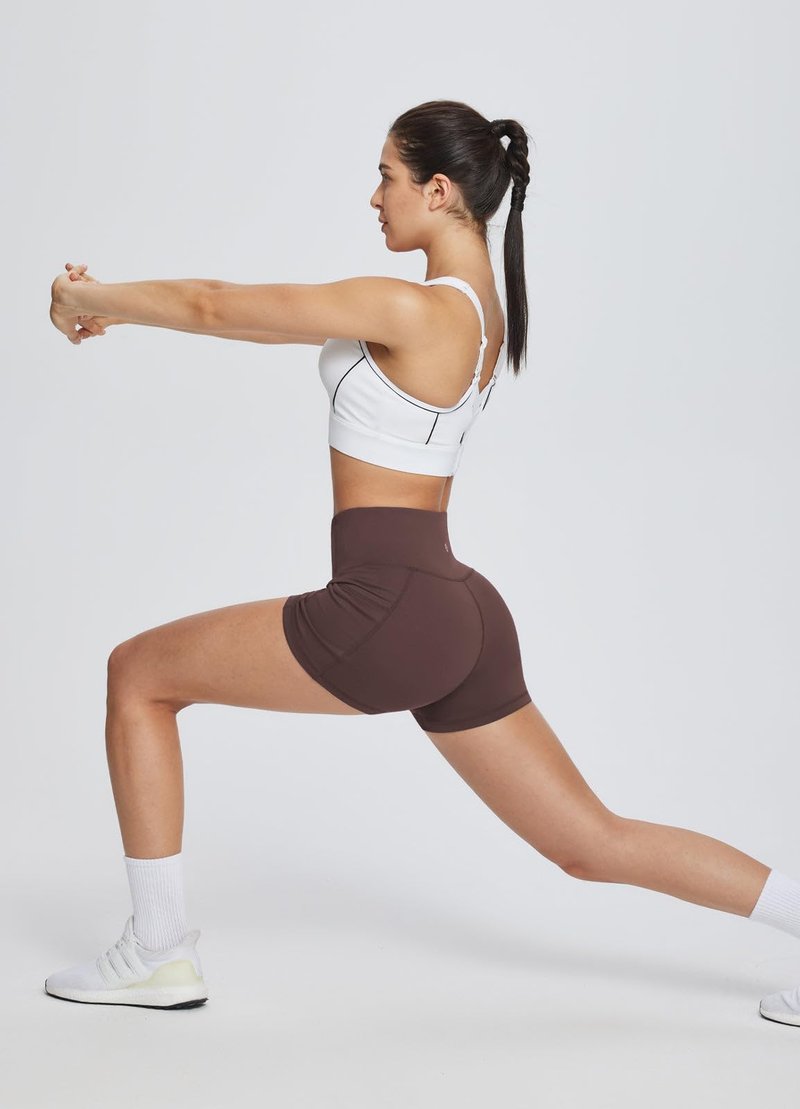 baleaf Biker Shorts Women Yoga Gym Workout Spandex Running Volleyball Tummy Control Compression with Pockets 8" Brown XXL