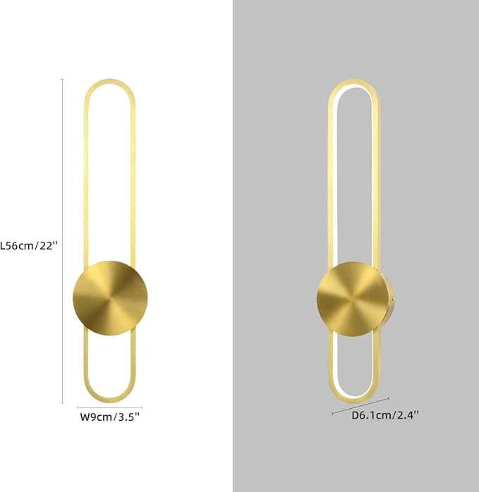JAYMP Modern Wall Sconce Dimmable LED Wall Light Fixture, Hardwired Wall Lamp for Living Room, Dining Room, Bedroom, Hallway, Lobby, Entryway (Brushed Gold, H56cm/22inch)