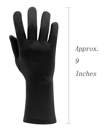 Aniler Men's and Women's Wrist Length Stretchy Gloves Spandex Wedding Party Banquet Costume Short Gloves (One Size, Black)
