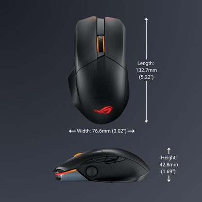 ASUS ROG Spatha X Wireless Gaming Mouse (Magnetic Charging Stand, 12 Programmable Buttons, 19,000 DPI, Push-fit Hot Swap Switch Sockets, ROG Micro Switches&Paracord and Aura RGB lighting),Black