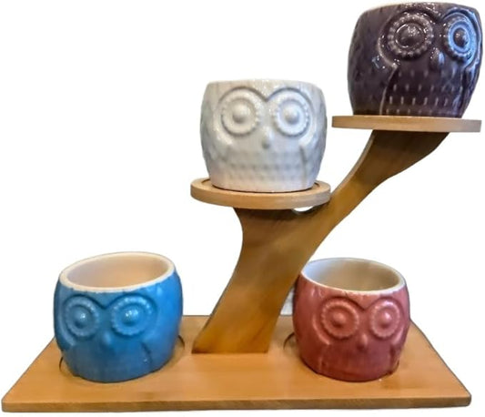 Blisse Wood Owl Planter (Pink)