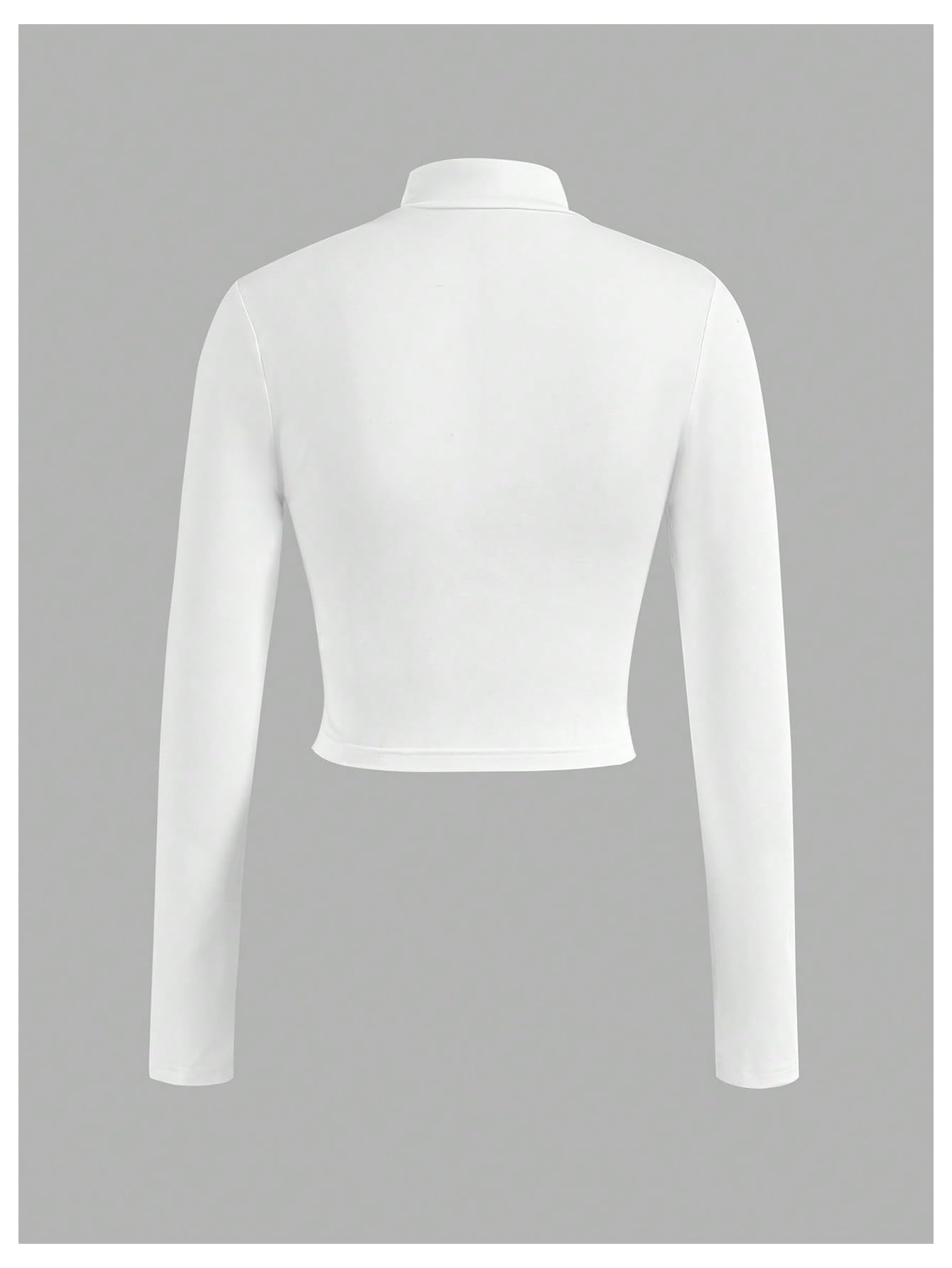 SOLY HUX Women's Full Zip Workout Running Crop Tops Athletic Jacket Long Sleeve Yoga Cropped Tee Shirts Solid White Medium