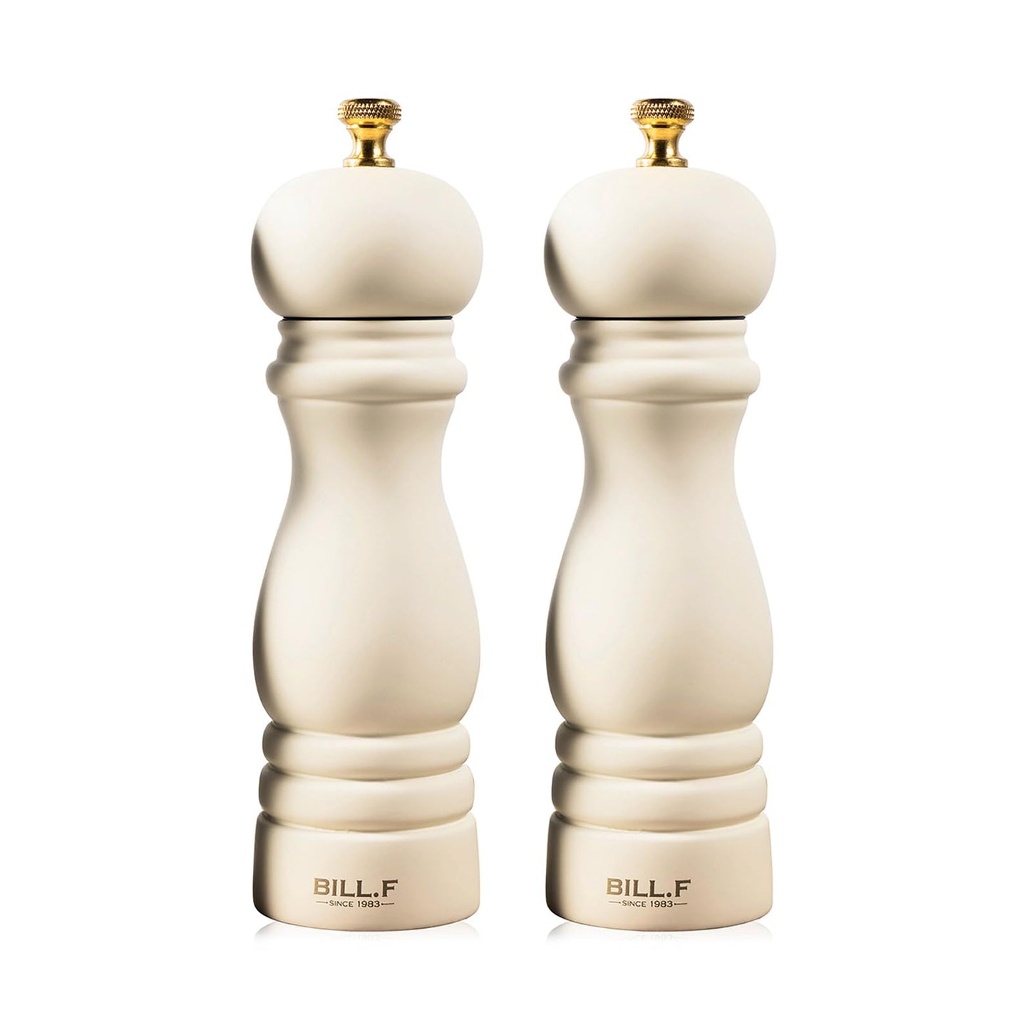 BF BILL.F SINCE 1983 Salt and Pepper Mill Set, Wooden Pepper Mill, Set of 2 Manual Salt Pepper Shaker Mill, Refillable, 7 Inches (Cream Set)