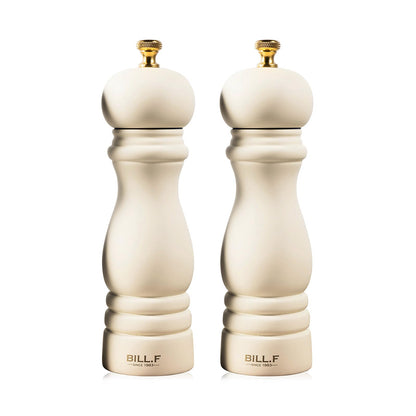 BF BILL.F SINCE 1983 Salt and Pepper Mill Set, Wooden Pepper Mill, Set of 2 Manual Salt Pepper Shaker Mill, Refillable, 7 Inches (Cream Set)