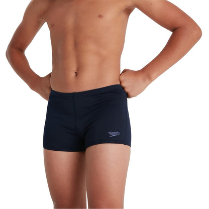 Speedo Boys Endurance+ Aquashort Swimming Trunks | Chlorine Resistant | Quick Drying | Stretch Fabric | Comfort Fit, True Navy, 7-8