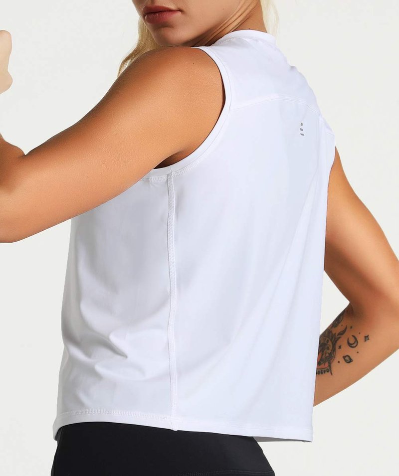 Dragon Fit Womens Ice Silk Workout Tank Tops Sleeveless Cropped Yoga Shirt for Running Gym Summer White