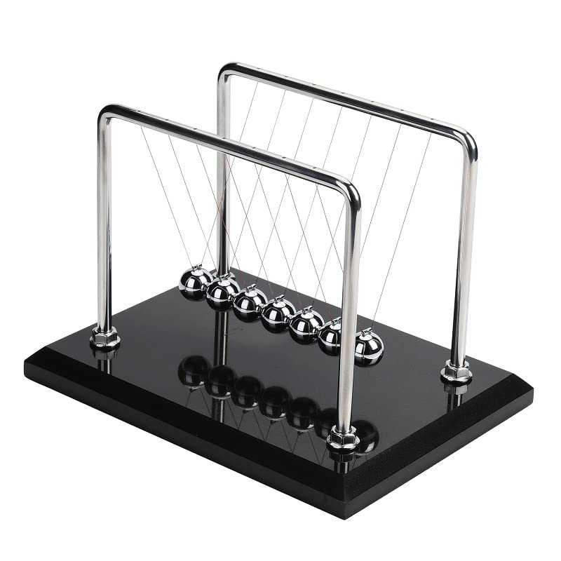 CERROPI Newton Cradle Balance Balls, 7 Ball Newton Pendulum, Classic Swing Ball, Desk Toy & Accessory, 11 inch, 65 Sec Swingtime