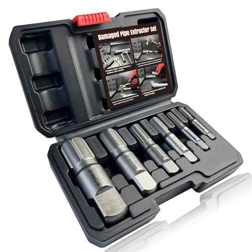Heavy-Duty Pipe Extractor Set ? 6 Piece Broken Pipe Removal Tool Kit for 1/8" to 1" Threaded Pipes and Fittings Including 1/8" 1/4" 3/8" 1/2" 3/4" 1" National Standard Pipes, with Rugged Storage Case.