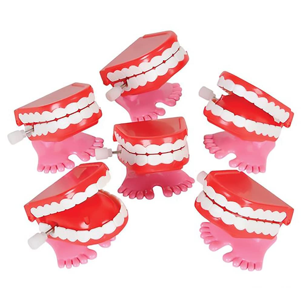 The Dreidel Company Wind Up Teeth Chomping & Chattering Teeth Toys for Kids Birthday Party Favors, Novelty and Gag Gifts, 1.75" Inches (12 Pack)
