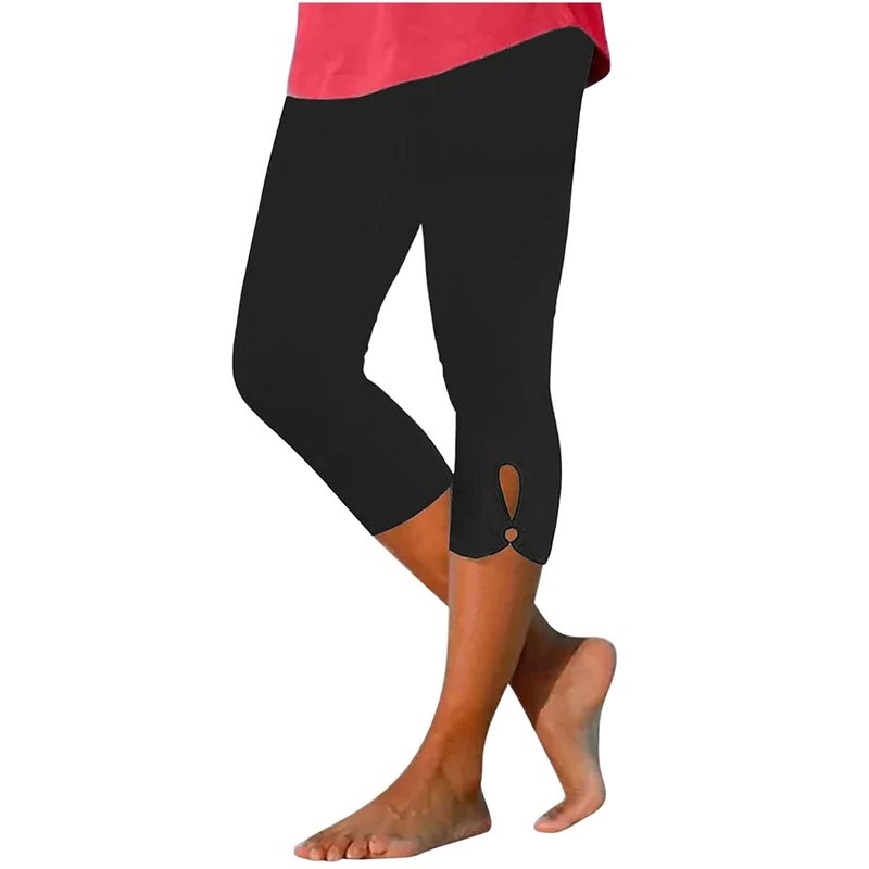 Cheyubny Capri Leggings for Women 2026 Summer Stretch Plus Size High Waisted Soft Casual Workout Yoga Pants with Pockets
