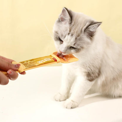 Arvintas 3PCS Cat Strip Feeder Spoon, Sliding Pet Treat Spoon Squeeze, Easy Feeding Pet Spoon for Puree and Bisque Delectables Lickable Wet Cat Treat