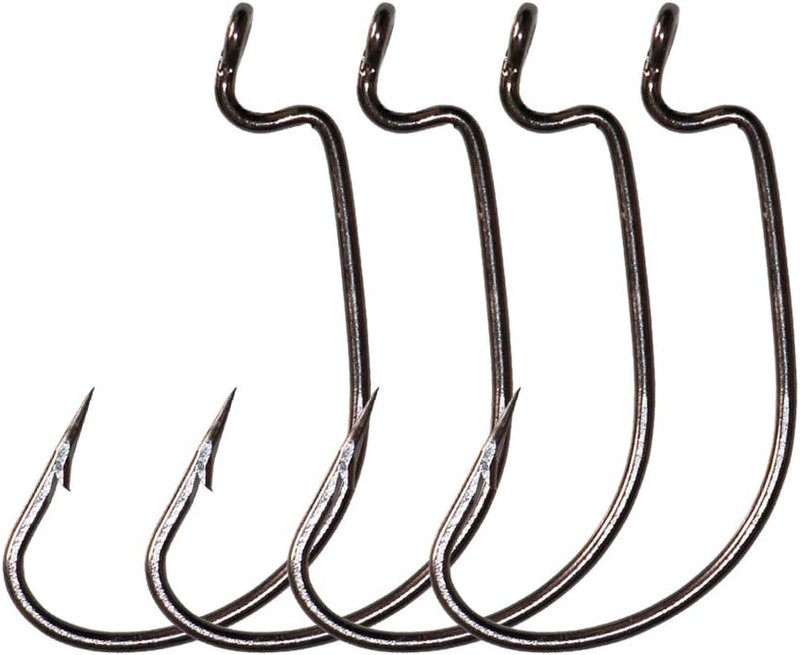 Offset Worm Fishing Hooks - 30pcs Pack | Black & Red Durable Design