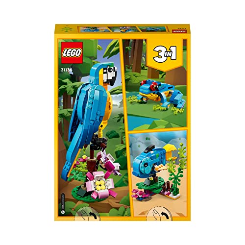LEGO Creator 3 in 1 Exotic Parrot to Frog to Fish Animal Figures Building Toy, Creative Toys for Kids Aged 7 and up 31136