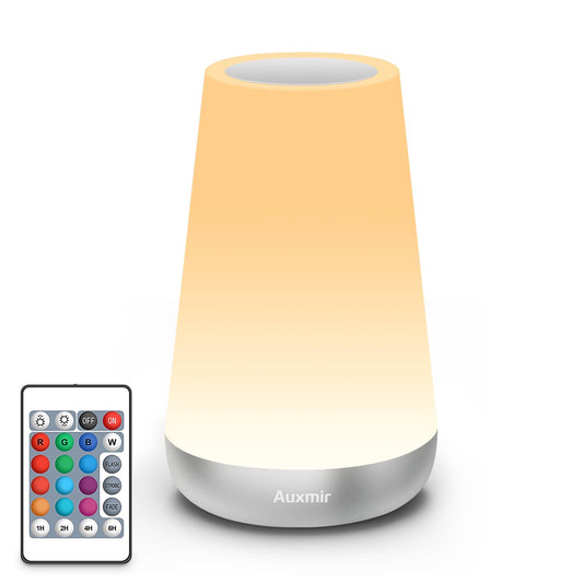Auxmir Night Light for Kids Baby, 2500mAh13 RGB Colors & 5 Brightness, Portable Rechargeable LED Bedside Lamp for Baby Nursery, Night Lights for Bedroom Living Room Bathroom Hallways, Silver