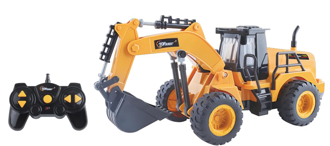 Top Race 5-Channel Fully Functional Remote Control Excavator - 1:24 Scale RC Construction Truck Toy with Multi-Directional Movement for Kids - Digger Toy for Boys and Girls Ages 3 and Up