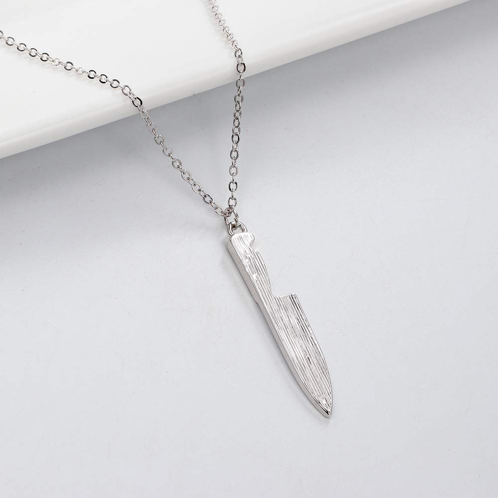 SENFAI Enamel Red Bloody Knife Necklace for Halloween 18 in Christmas Drop Dangle Earring (NE)