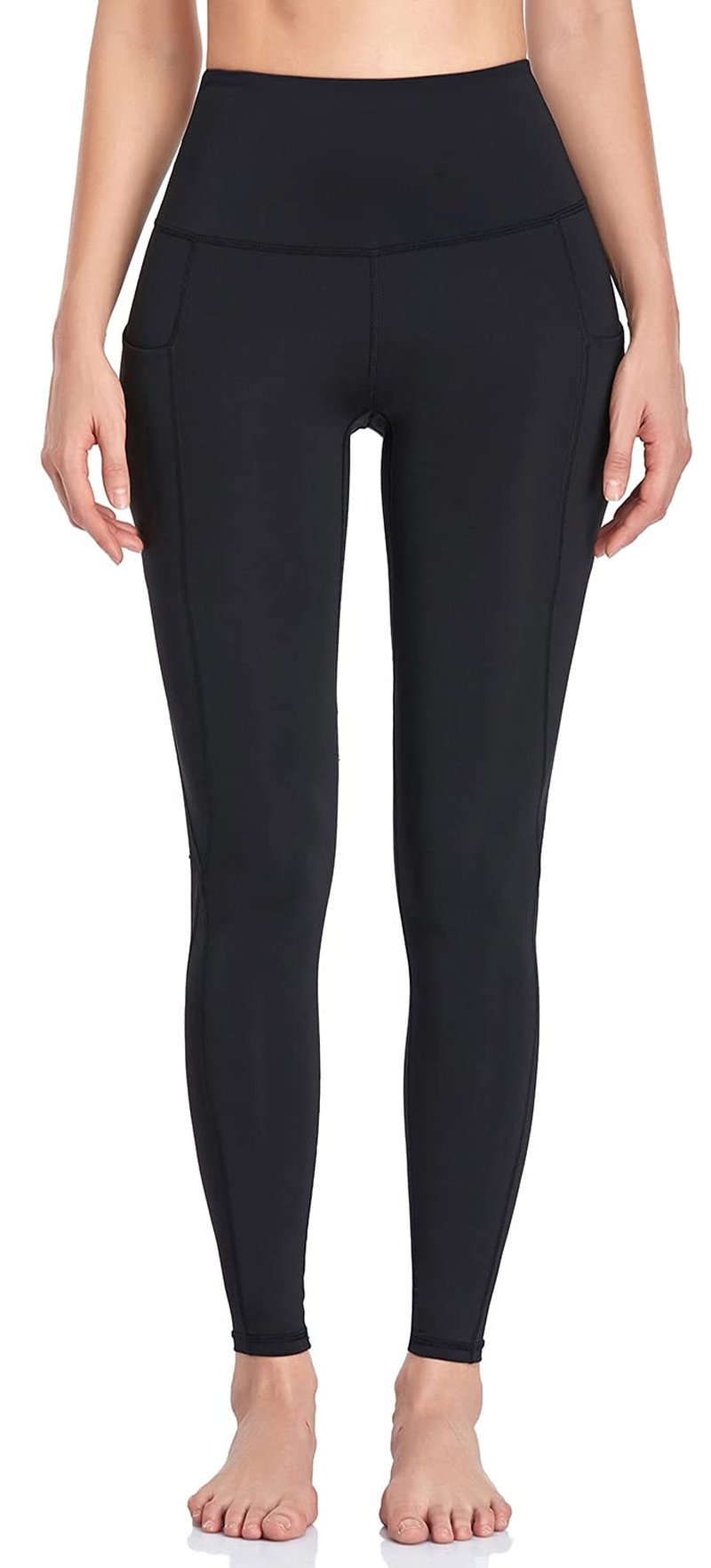 CAMMUR Women's Naked-Feeling High Waisted Leggings, Buttery-Soft Tummy Control Yoga Pants with Pockets for Workouts - 7/8 Black