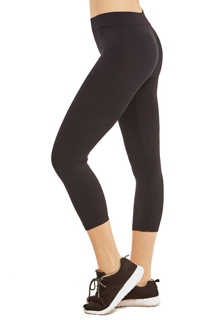 Sofra Leggings - Ladies Polyester Capri Leggings (Black)