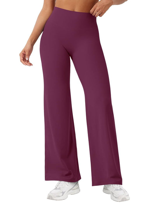 YEOREO Workout Leggings Womens No Front Seam Straight Leggings 29" High Waist Buttery Eddiy Gym Yoga Pants Black Cherry L