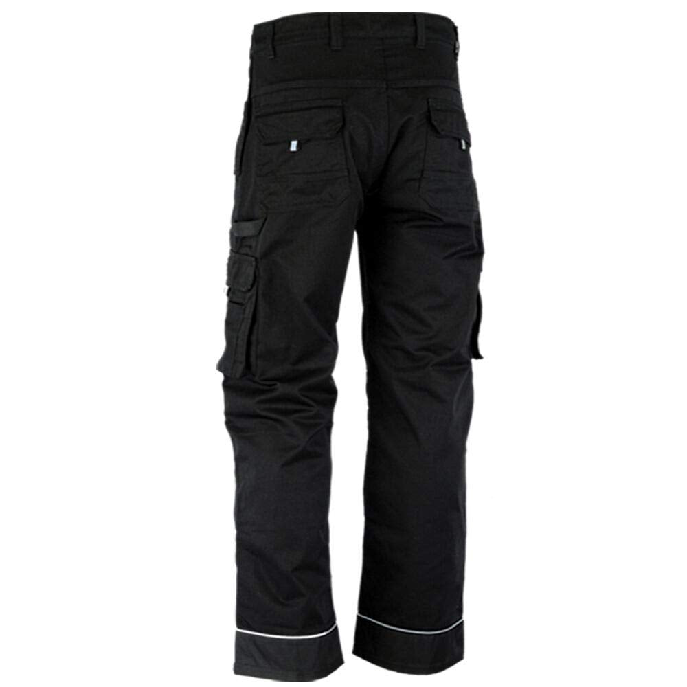 WrightFits Men Pro-11 Work Trousers Black - Heavy Duty Safety Combat Cargo Pant - Multi Pockets & Knee Pad Pockets - Triple Stitched -Durable Work wear (34W X 33L, Black)