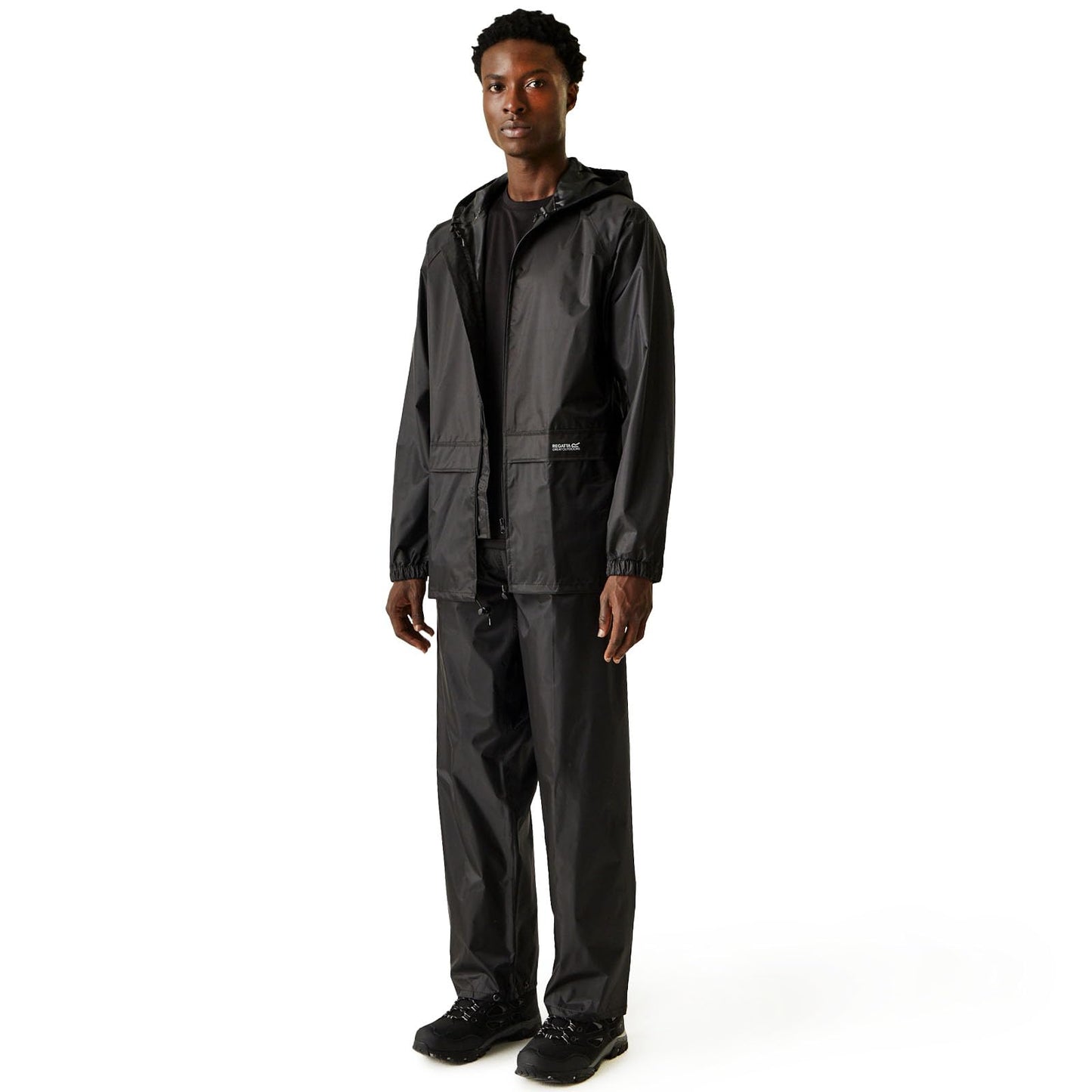 Regatta Pack-it Waterproof Overtrousers Men, for Hiking, Cycling, Walking, Motorbike - Outdoor Lightweight Men's Outdoor Rainproof Bottoms, with Elastic Waist - Water Repellent & Breathable Black