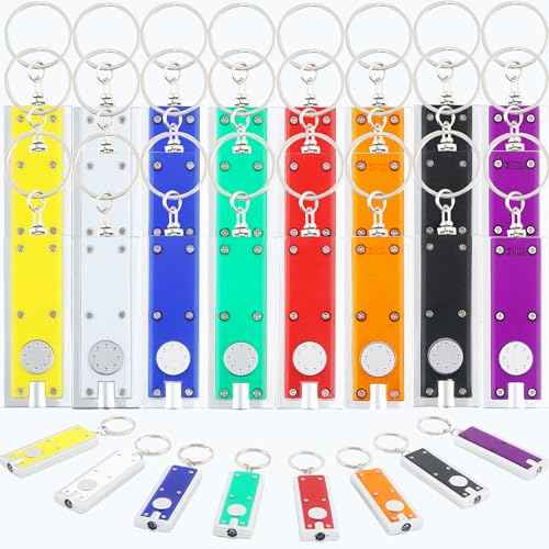 40 Packs Mini Flashlight Keychain Bulk Colorful Small Portable LED Lights Ultra Bright Flashlight Key Ring for Outdoor Camping Activity, 8 Colors