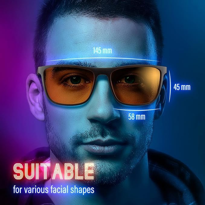 Bloomoak-99% Blue Green Light Blocking Glasses - Gaming Glasses - Anti Glare - Anti Fatigue -Suitable for Screens, Games, TVs