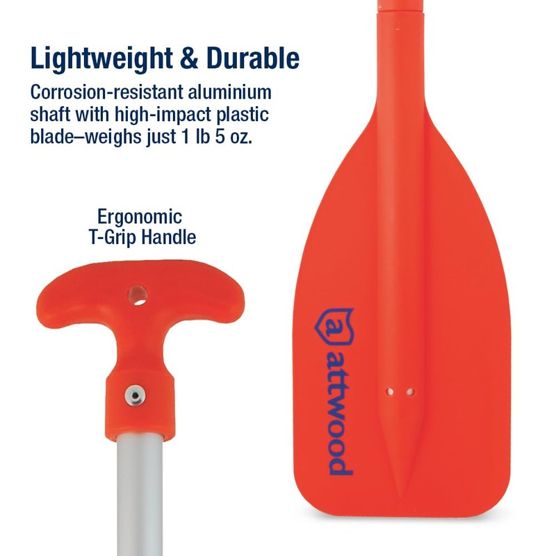 Attwood 20-inch to 42-inch Emergency Telescoping Paddle for Boating, Lightweight & Durable, High Visibility Orange, 11828-1