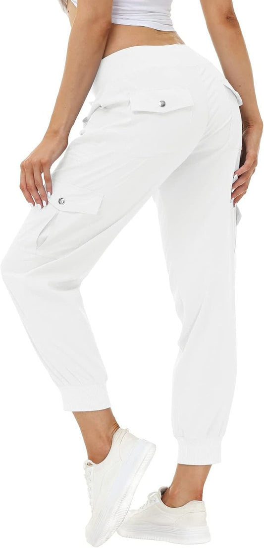 MoFiz Women's Lightweight Hiking Cargo Pants - Quick Dry Outdoor Joggers with Elastic Waist & Pockets | Casual Travel Wear