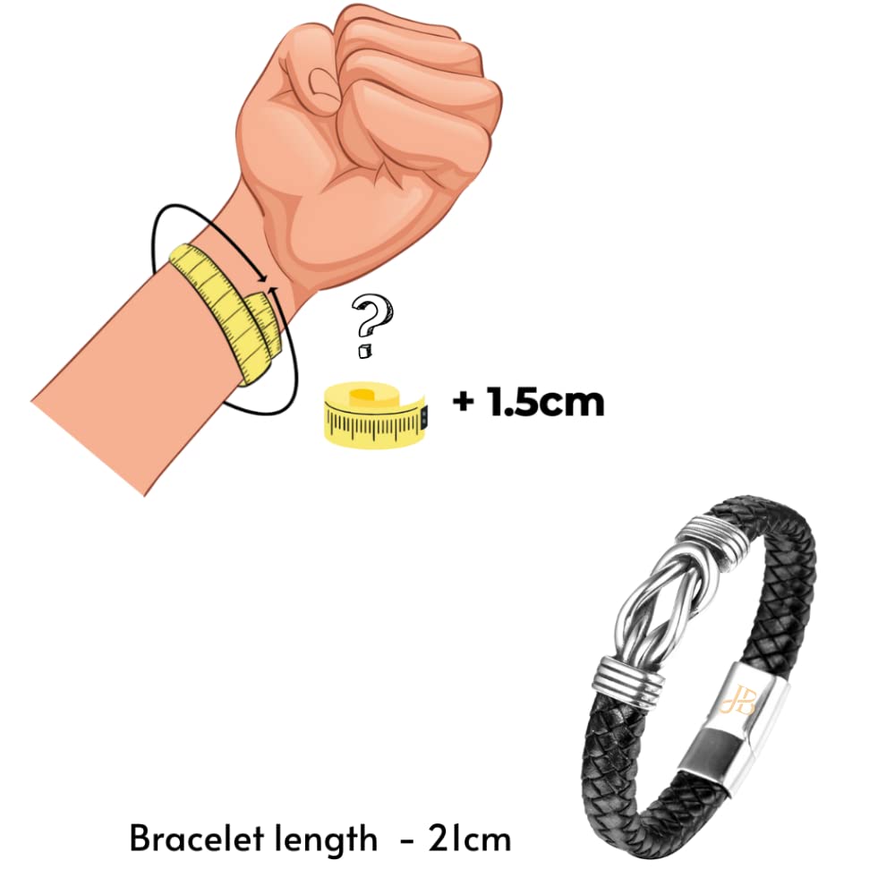 Jewellbox Men's Infinity Knot Leather Bracelet, Mens Leather Bracelet with Magnetic Clasp