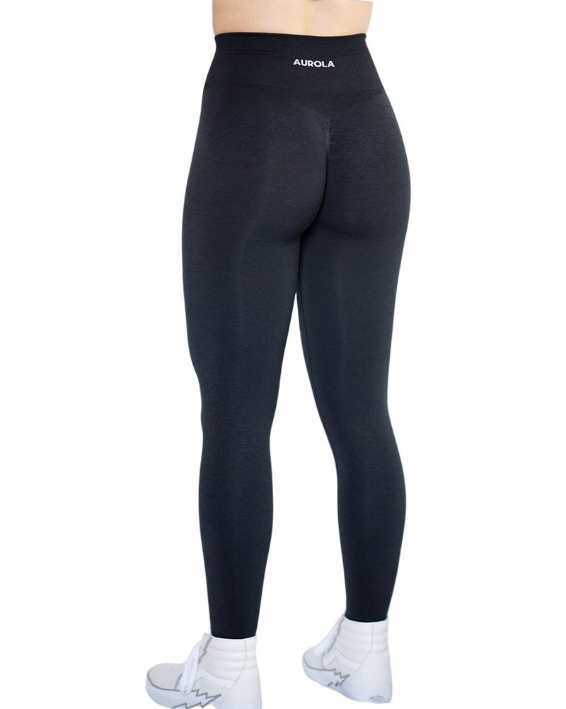AUROLA Workout Leggings for Women Seamless Scrunch Tights Tummy Control Gym Fitness Girl Sport Active Yoga Pants (L, Black)