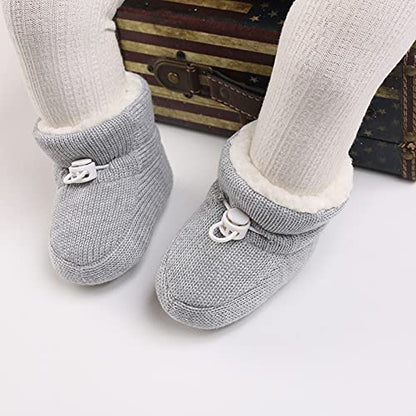 outfit spring Baby Winter Warm Fleece Bootie, Newborn Non-Slip Soft Sole Winter Shoes Sock Shoes Cute Adjustable Crawling Shoes Prewalker Boots for Girls Boys Toddler 0-18 Months Gray 6-12 Months