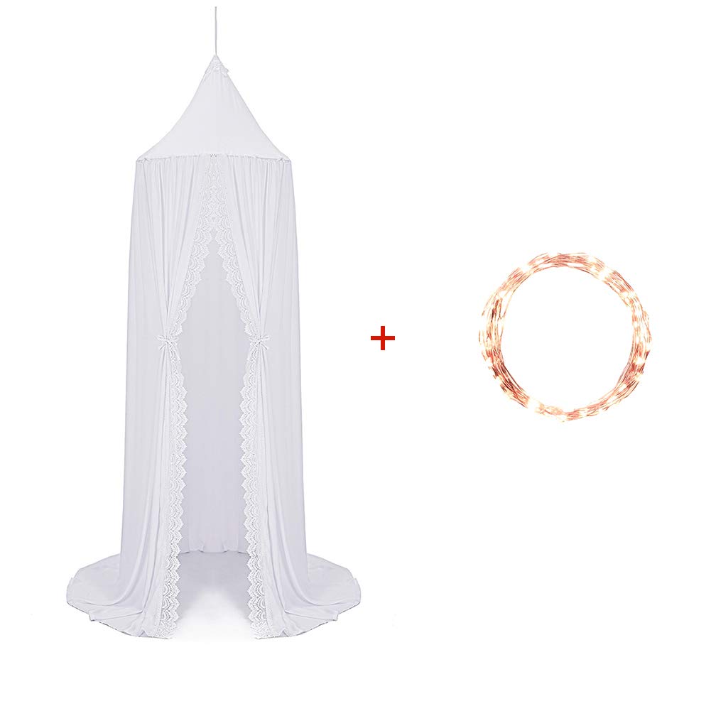 Bed Canopy Round Dome,Mosquito Net,Bed Canopy for Kid‘s Reading Room,Nursery Decorations,Bedroom Decoration (Chiffon Bed Canopy-WhiteNew!)