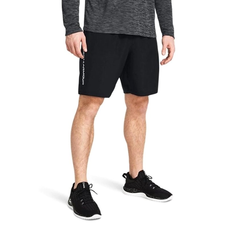 Under Armour Men's Woven Wordmark Shorts, (001) Black / / White, Large Tall