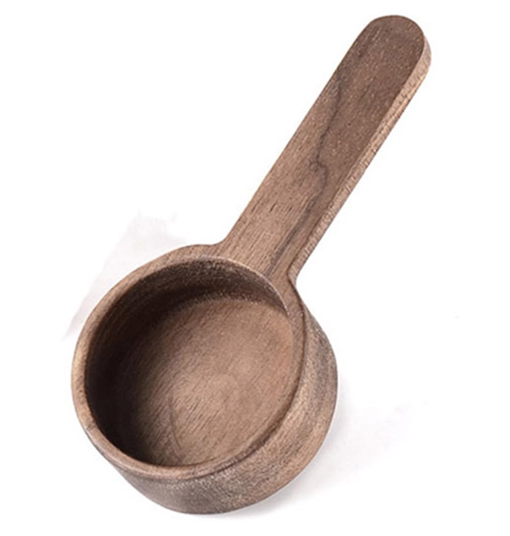 Coffee Spoons, Wooden Tablespoon Scoop, Wooden Coffee Ground Spoon, Measuring for Ground Beans or tea, Soup Cooking Mixing Stirrer Kitchen Tools Utensils, 1 Wooden Tea Scoop (Walnut Wooden 3.86 in）