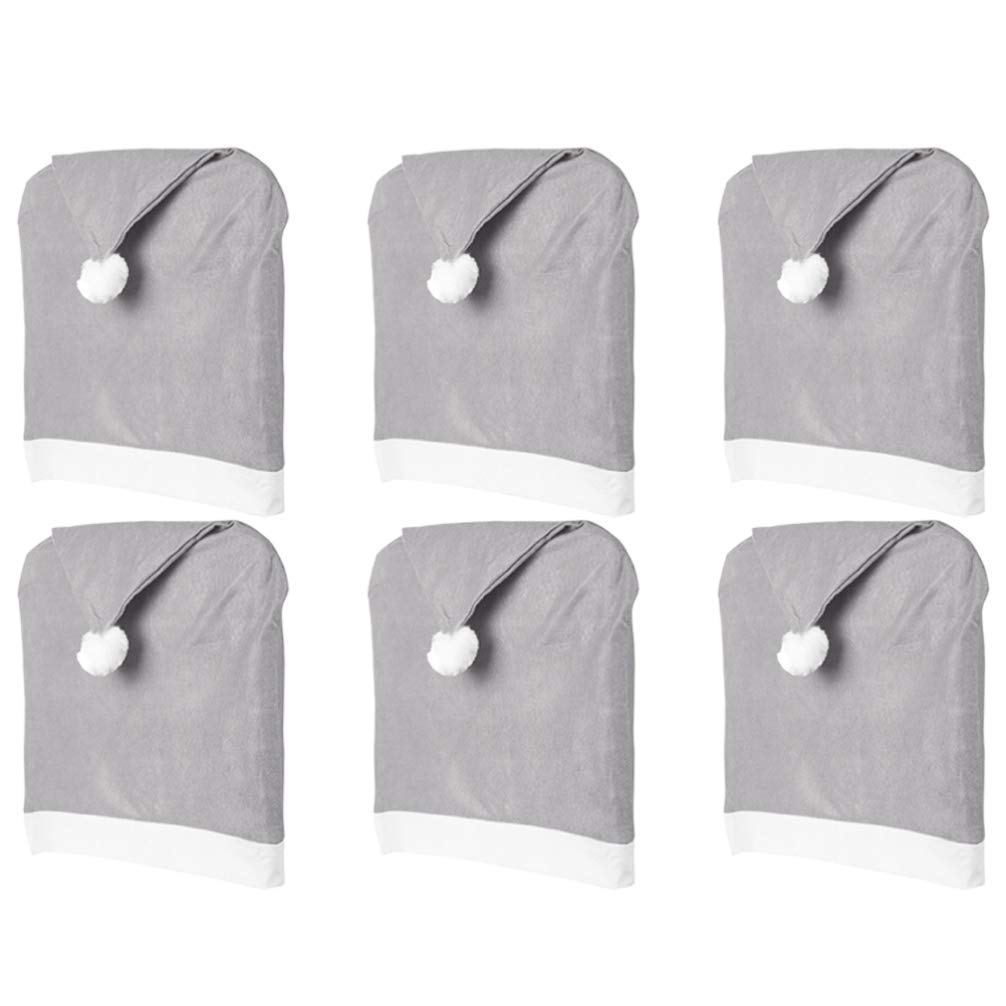 STOBOK 6pcs Christmas Chair Back Covers Santa Claus Hat Dining Chair Slipcovers Christmas Holiday Party Decorations Suppplies